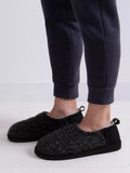 Totes Mens Quilted Full Back Slipper With EVA Sole- Black
