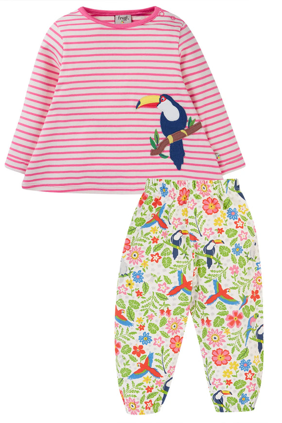 Oakleigh Striped Outfit- Tropical Birds