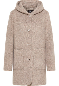 Barbara Lebek Neutral Woolen Jacket with Hood