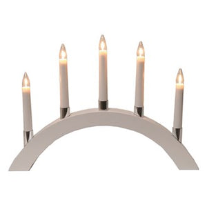 5 LED Light Up Artificial Candle Bridge Curved White 42cm