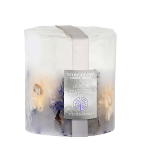 Nature's Gift - Lilac & Lavender - Natural Wax - Scented Candle - Inclusion Pillar