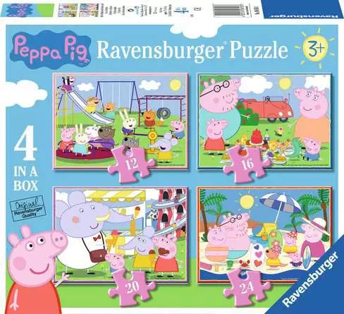 Children’s Puzzle Peppa Pig, 4 in a Box - 12 + 16 + 20 + 24 Pieces Puzzle