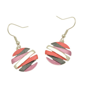 Pink And Grey Disc Earrings