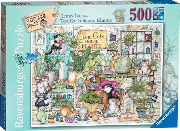 Jigsaw Puzzle Crazy Cats - Tom Cat’s House Plants - 500 Pieces Puzzle