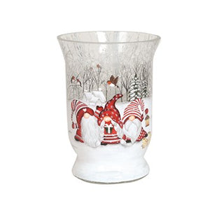 Glass Painted Winter Gonks Hurricane Tealight Holder 15cm