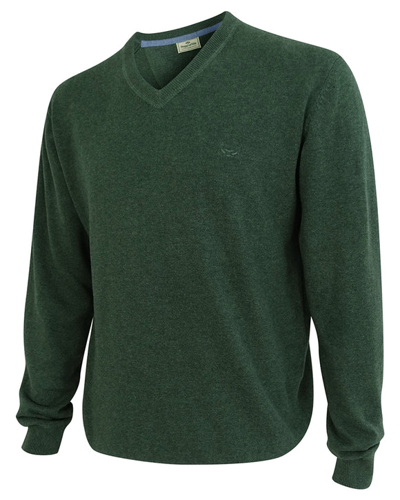 Hoggs of Fife Mens Stirling Cotton Pullover - Green