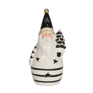 LED Light Up Santa Skittle Ceramic Ornament in Black and White 21.5cm
