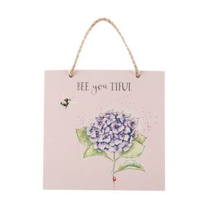 Bee Wooden Plaque - Hydrangea