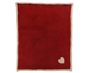 Red Diamond Flannel Throw with Heart