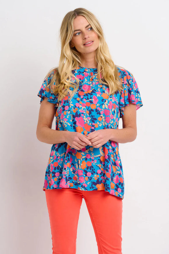 Brakeburn Bloom Floral Flutter Sleeve Blouse