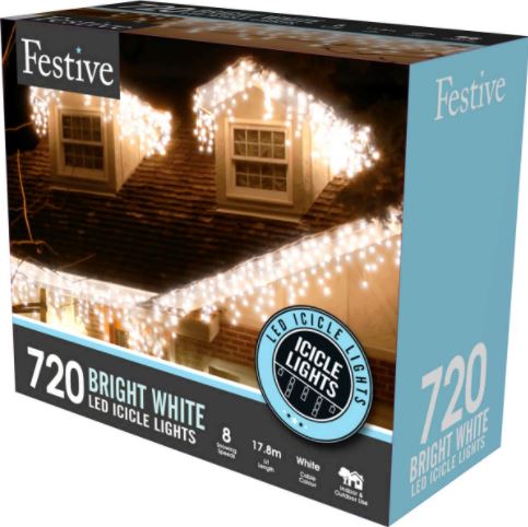 720 Snowing Icicle Timer Lights 17.8m- White