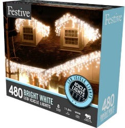 480 Snowing Icicle Timer Lights 11.8m- White