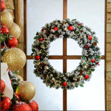 80cm Frosted Holly Wreath with Lights