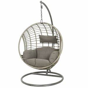 London Wicker Hanging Egg Chair - Grey