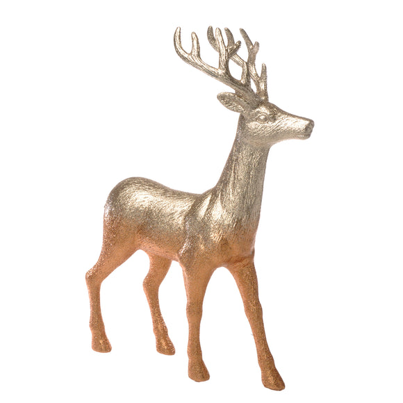 46cm Glitter Gold and Copper Standing Reindeer