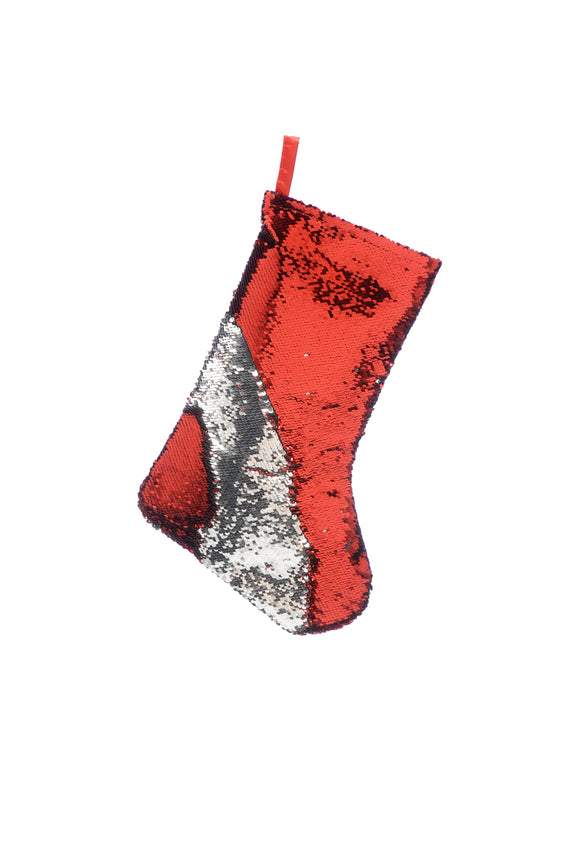 46cm Red and Silver Sequin Stocking