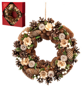 Cream and Gold Decoration Christmas Wreath 36cm