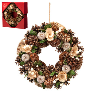 Cream and Gold Decoration Christmas Wreath 30cm