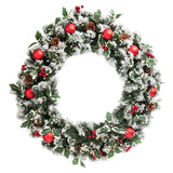 80cm Frosted Holly Wreath with Lights