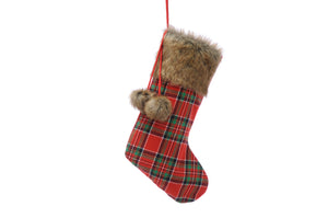 48cm red tartan stocking