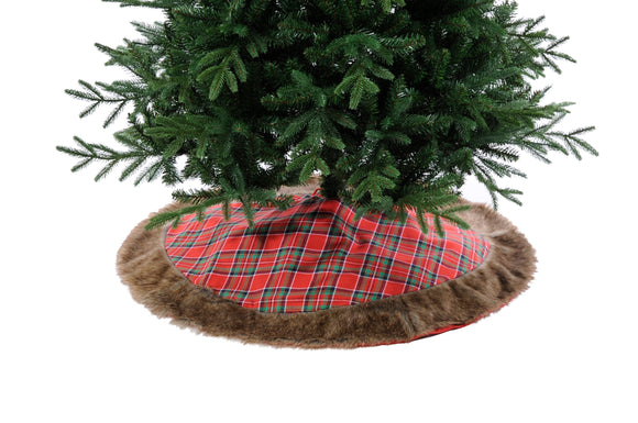 106cm red tartan tree skirt