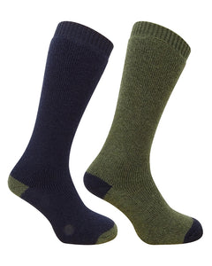 Hoggs of Fife Mens Country Long Socks (twin Pack) Green/Navy