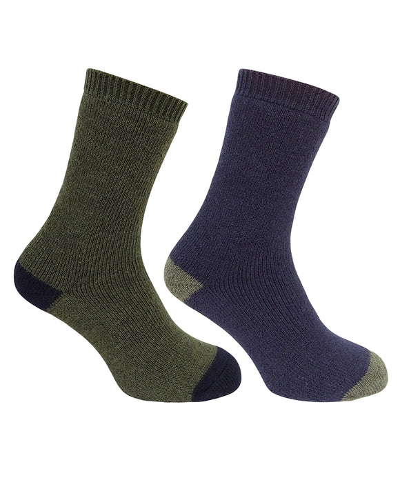 Hoggs of Fife Mens Country Short Socks (twin Pack) Green/Navy