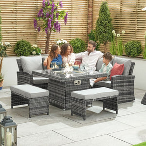 Compact Cambridge Casual Dining Corner Sofa Set with Firepit Table
